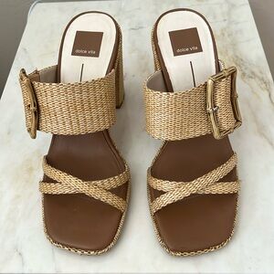 Dolce Vita Onnie Raffia Bamboo Square Toe Heel/Sandal-Size 9